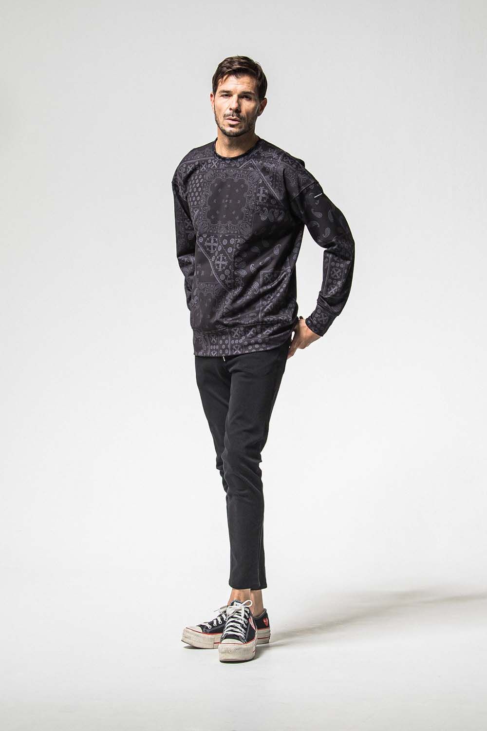 PAISLEY BACK FLEECE DROP TRINER / ペイズリー バック フリース ドロップ トレーナー