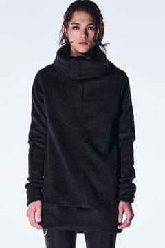 Long Shaggy Jersey Loose High Neck Pull Over / ロング シャギー ジャージ ルーズ ハイネック プルオーバー
