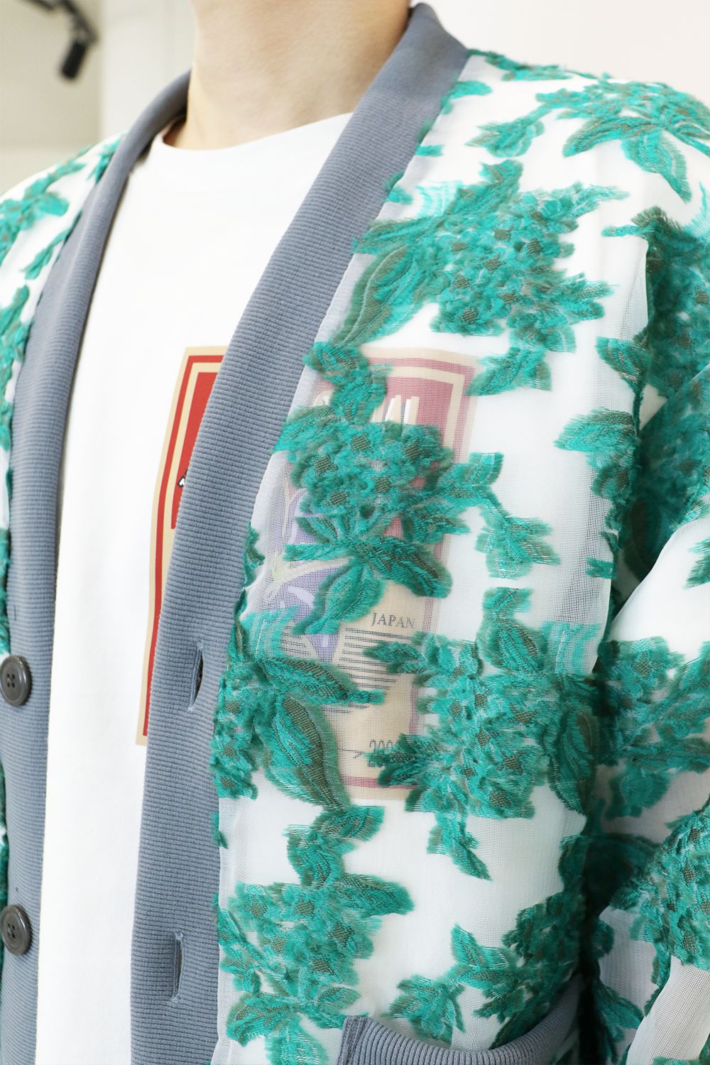 Mesh jaquard cardigan / メッシュ ジャガード カーディガン