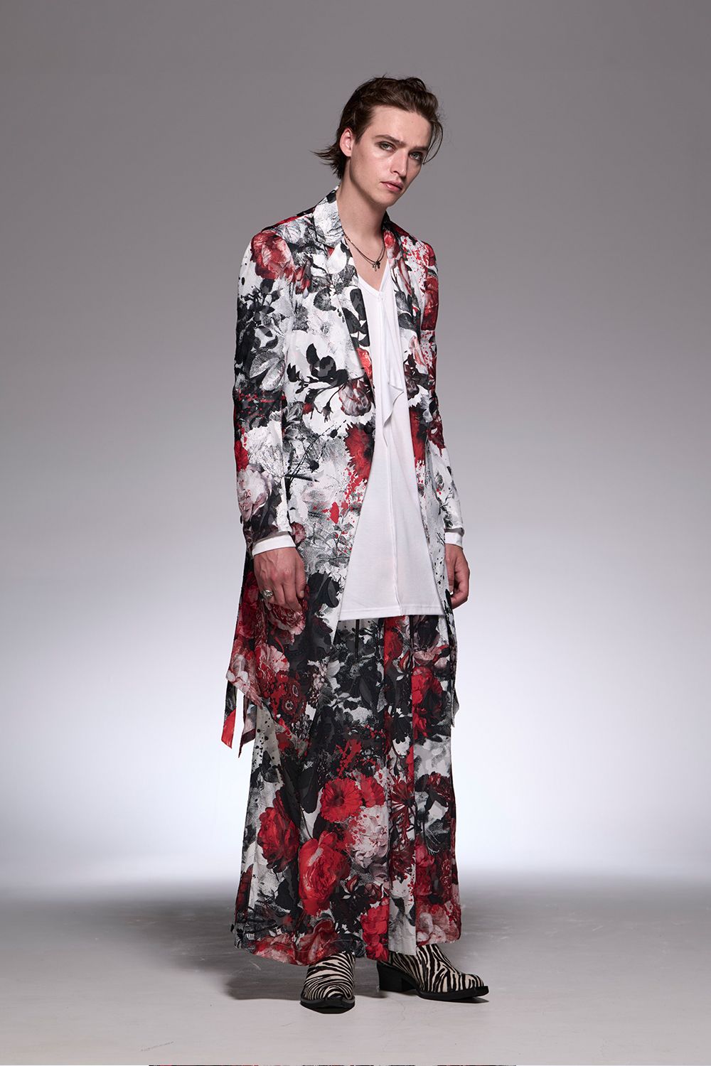 Splash Flora Wide Tuck Slacks / スプラッシュフローラ ワイドタックスラックス