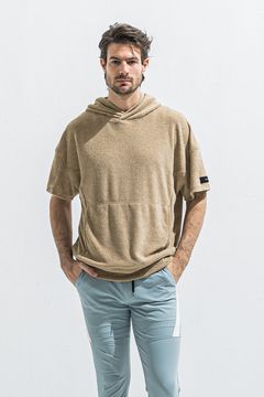 PILE HALF HOODIE / オーバーサイズ ハーフスリーブ パイル フーディー