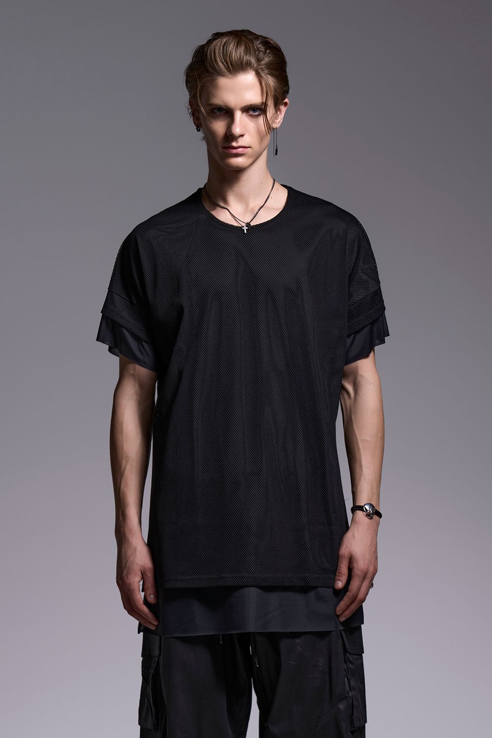 Mesh Crew Neck Layered-T / メッシュ クルーネック レイヤードTシャツ