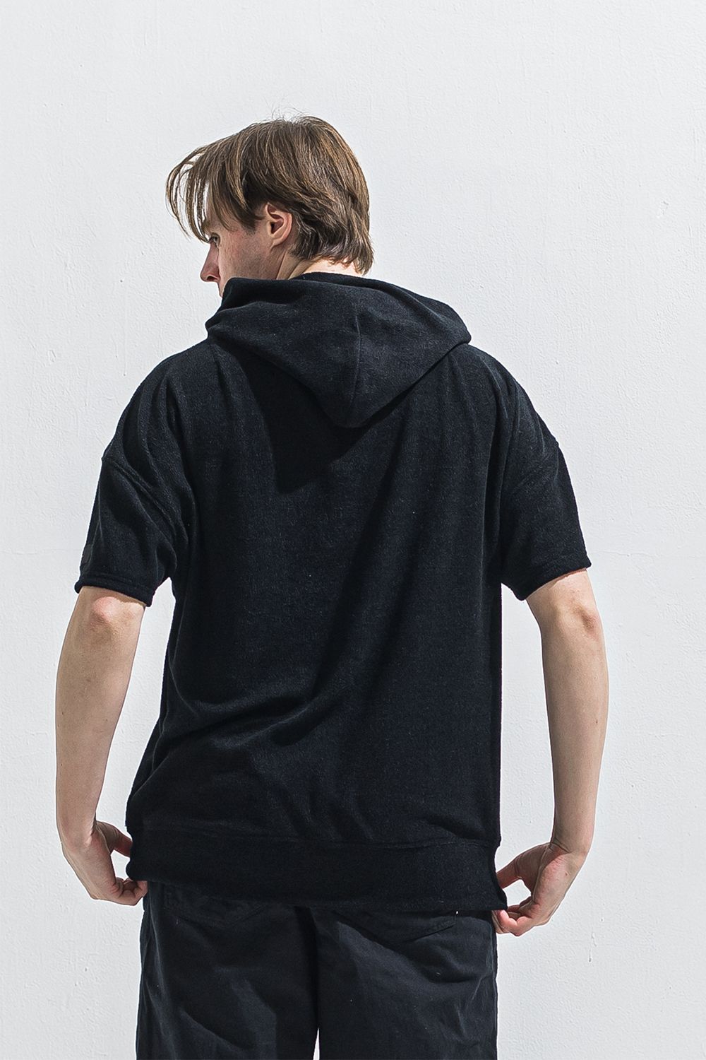 PILE HALF HOODIE / オーバーサイズ ハーフスリーブ パイル フーディー