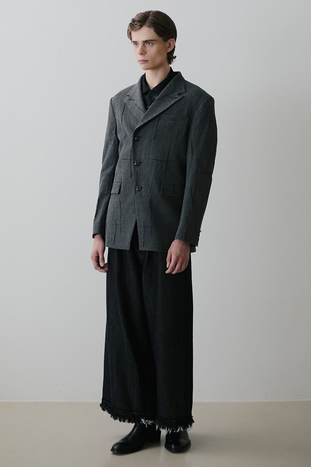 Mesh jaquard skipper shirt / メッシュ ジャガード スキッパー シャツ