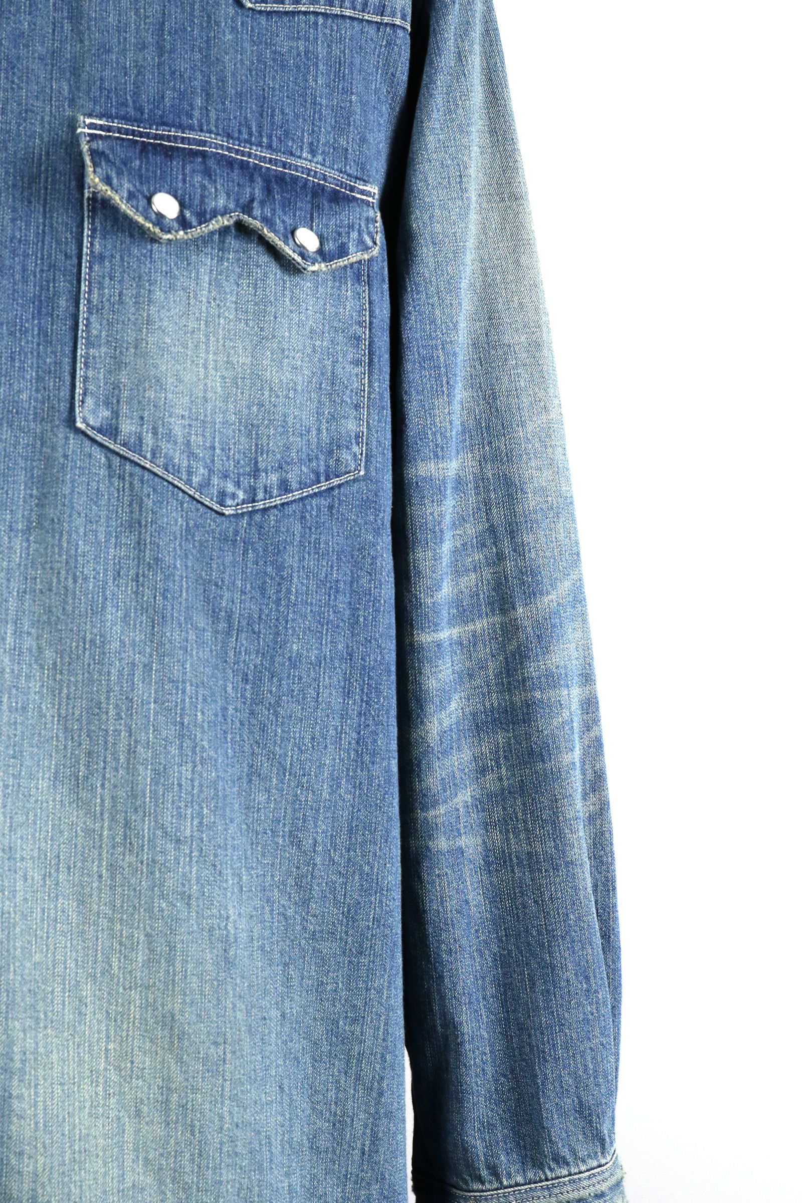 ORGANIC COTTON 8.5oz DENIM WESTERN RIDERS SHIRT / オーガニックコットン 8.5オンス デニム ウエスタン ライダース シャツ