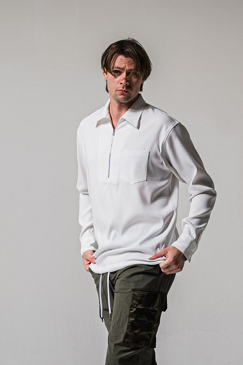 PULLOVER SATIN SHIRT / プルオーバー サテン シャツ