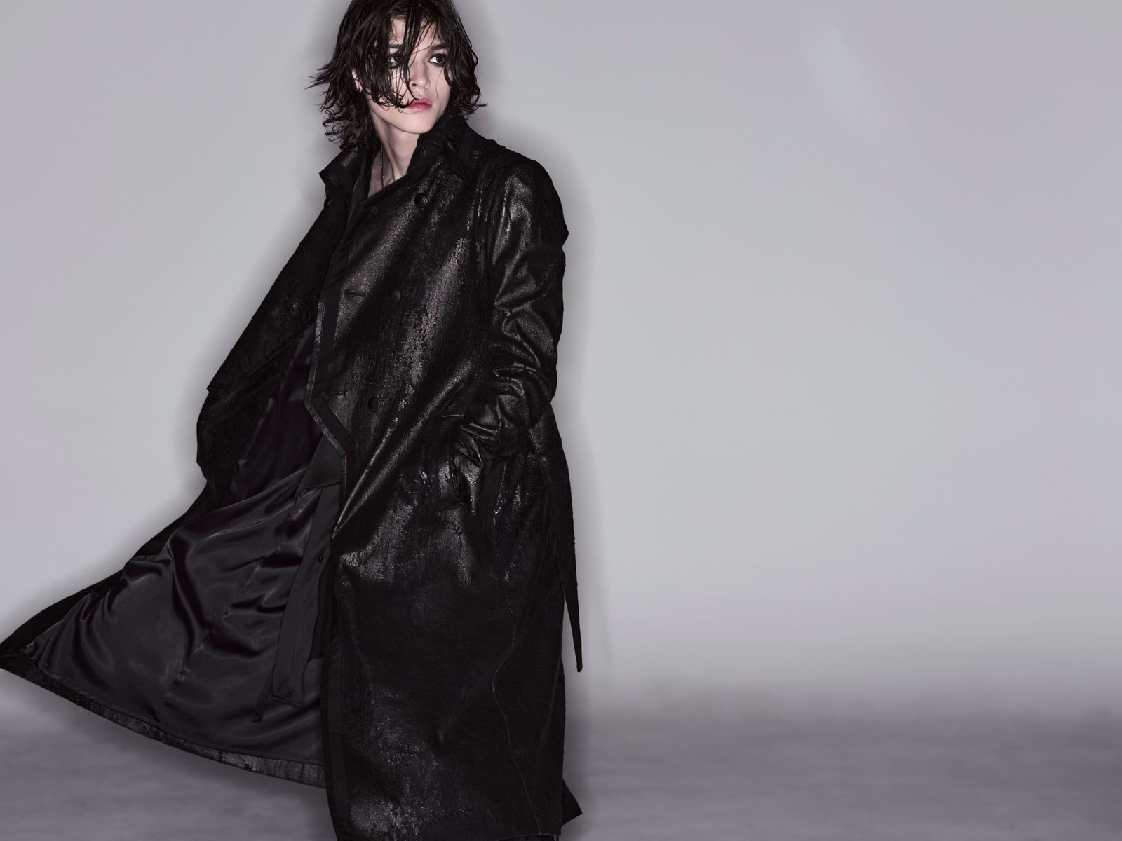 Cross Dot Fleece Long Napoleon Coat / クロス ドット フリース ロング ナポレオン コート