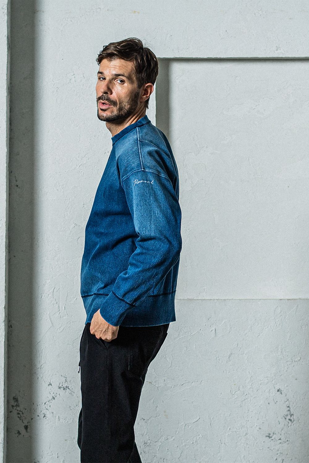 RESOUND CLOTHING - DENIM JERSEY LOOSE TRAINER / デニム
