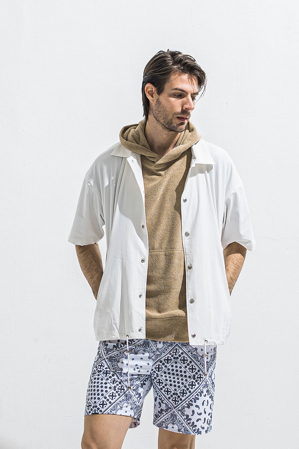 NYLON HALF COACH JACKET / ナイロン ハーフスリーブ コーチジャケット