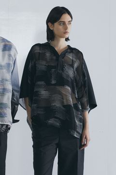 Mesh skipper collar SH / メッシュ スキッパーカラー シャツ