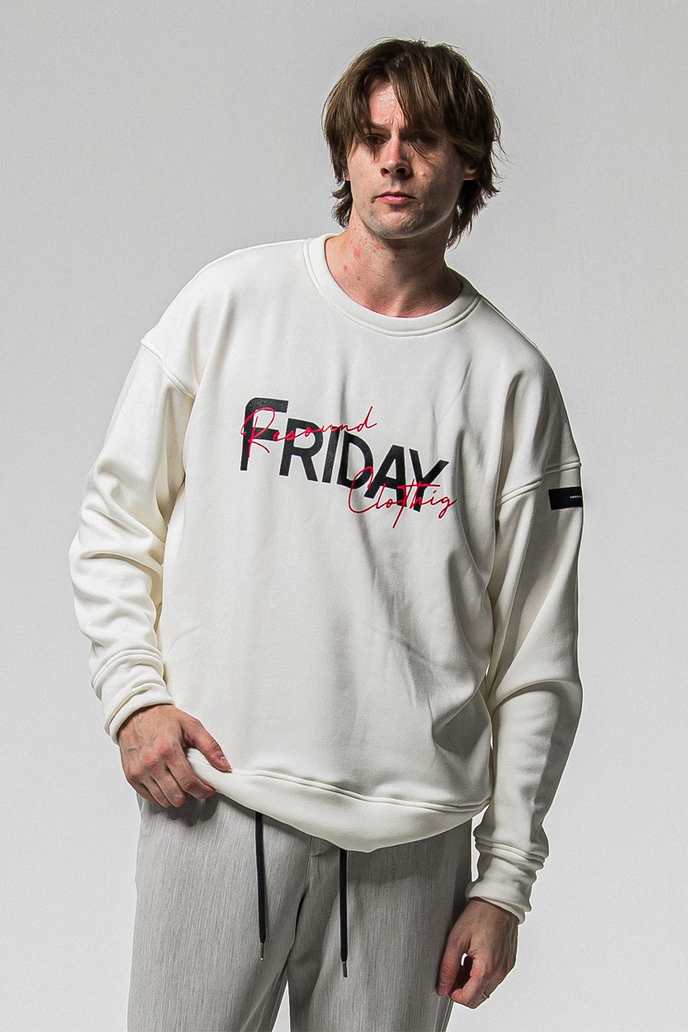 FRIDAY OLD LOGO VELOURS FLEECE TRINER / FRIDAYコラボ オールドロゴ 裏ベロアフリーストレーナー