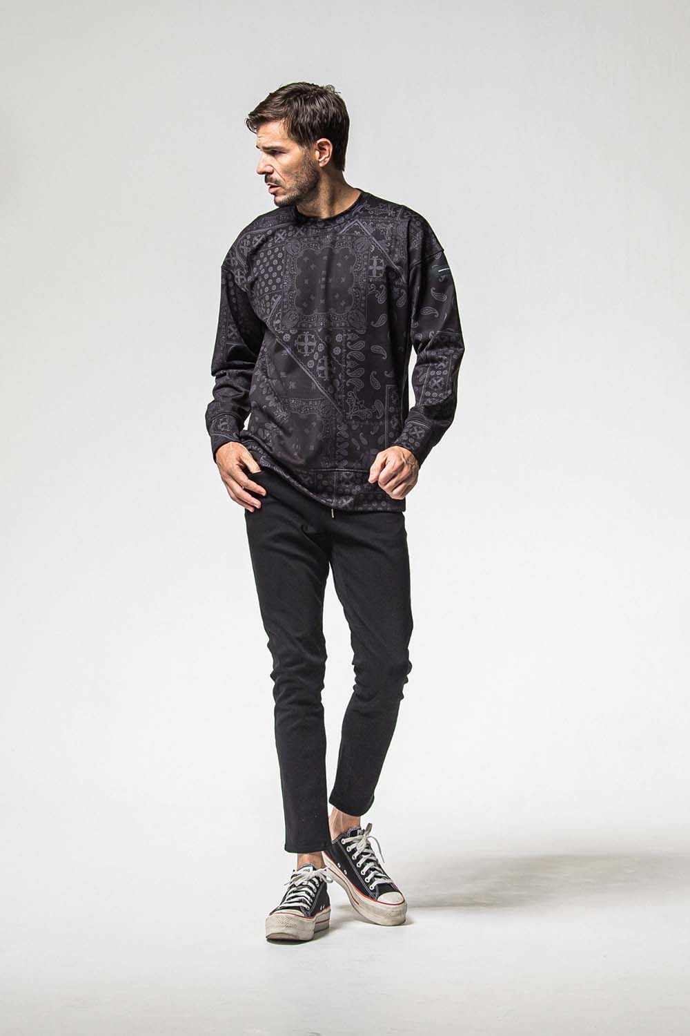 PAISLEY BACK FLEECE DROP TRINER / ペイズリー バック フリース ドロップ トレーナー