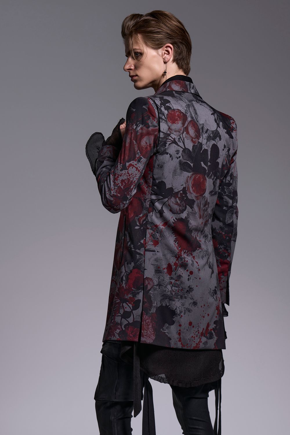 Gray Flora Gabardine Long Jacket / グレーフローラギャバジン ロングジャケット