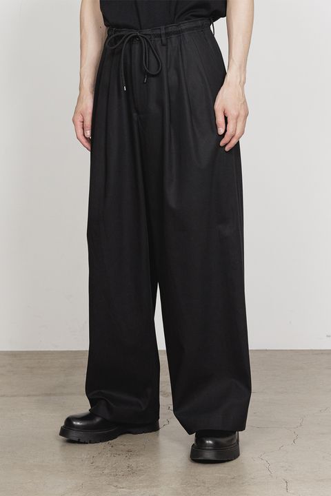 ORGANIC GIZA VOILE YARN TWILL TRIPLE PLEATED TROUSERS / オーガニック ギザ ボイル ヤーン ツイル トリプルプリーテッド トラウザーズ