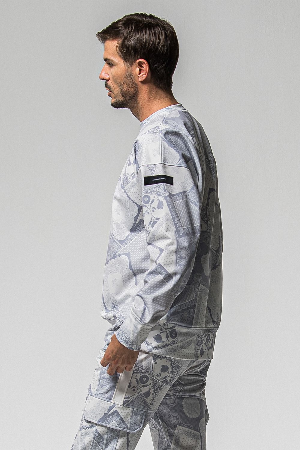 PAISLEY BACK FLEECE DROP TRAINER / 裏起毛 ペイズリー柄 ルーズトレーナー