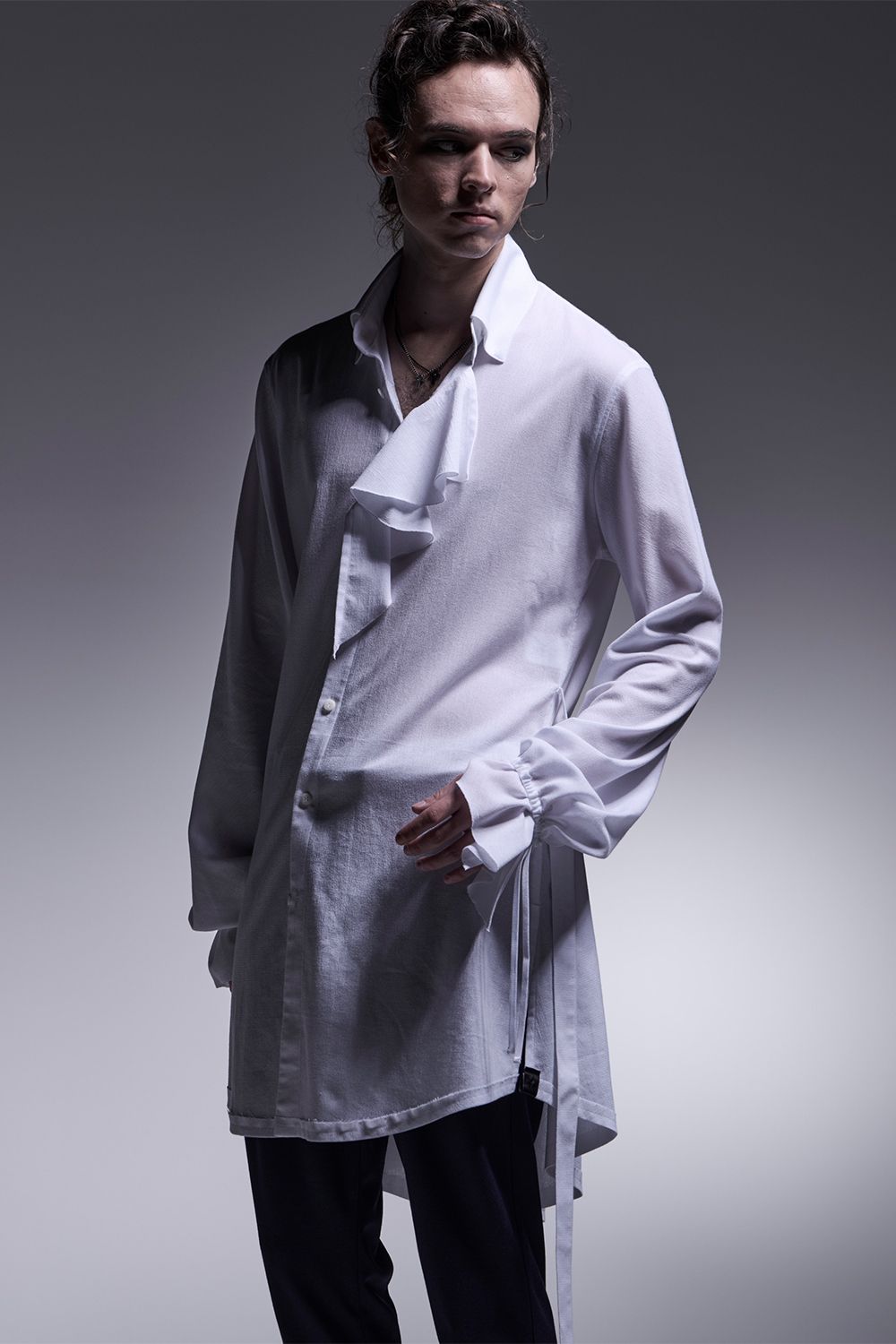 CHIRIMEN Shirring Frill Shirt / 縮緬 シャーリングフリルシャツ