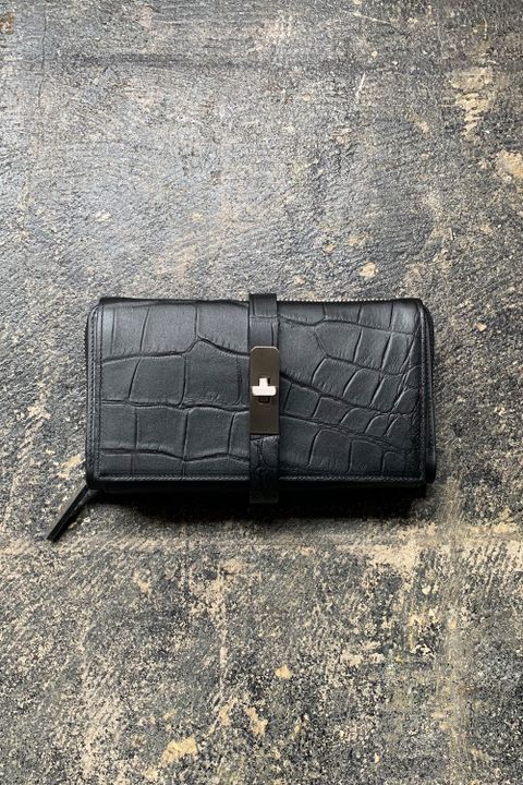WALLET BLACK ×S/SILIVER METAL - Emboss Crocodile