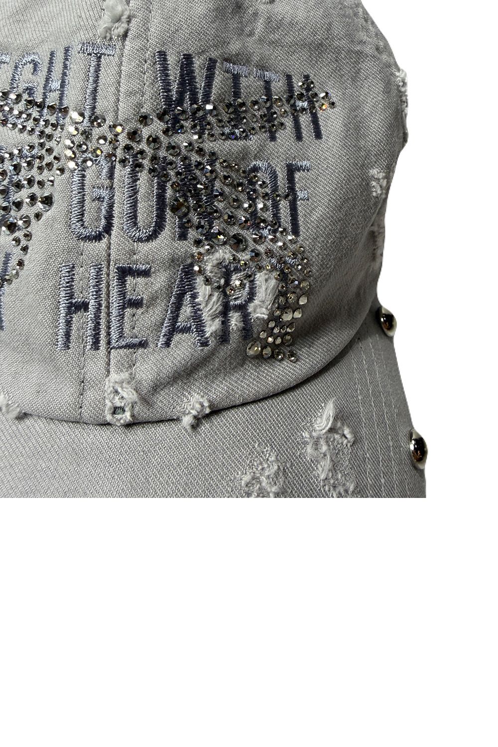 B.B CAP DA/EM/ST/CR / ベースボールキャップ ダメージ&エンブロイダリー クロスガンクリスタル