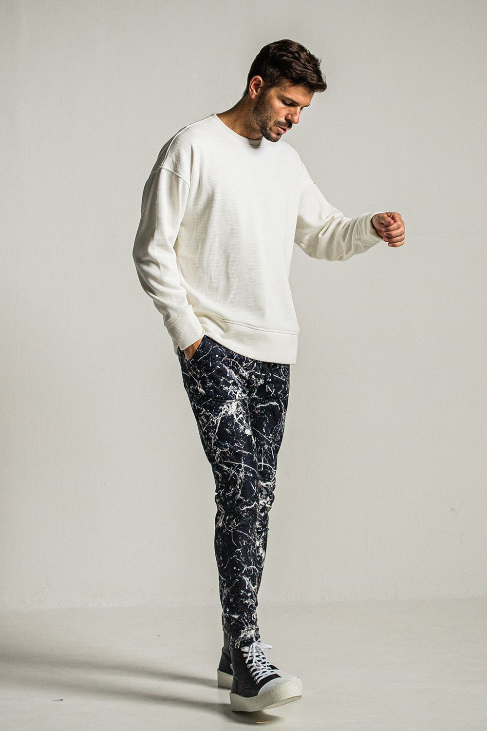 VELOURS FLEECE THERMAL LOOSE TRAINER / ベロア フリース サーマル ルーズ トレーナー