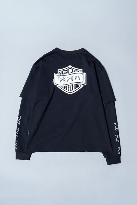 GOD SELECTION XXX × roarguns TRIPLE GUNS EMBLEM LAYERED T-SHIRT / ゴッドセレクション ロアーガンズ コラボレーション レイヤード ロングスリーブT