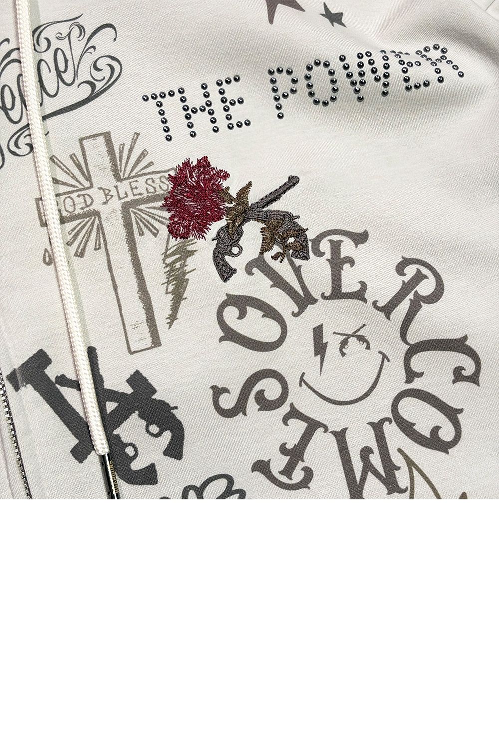 ST/JER HOOD INKJET/CRY / ストレッチジャージ フーディー インクジェットプリント スラッシュクロスガンクリスタル