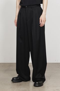 SUPER 160's WOOL GABARDINE TRIPLE PLEATED WIDE TROUSERS / ウールギャバジン トリプルプリーテッド ワイドトラウザーズ