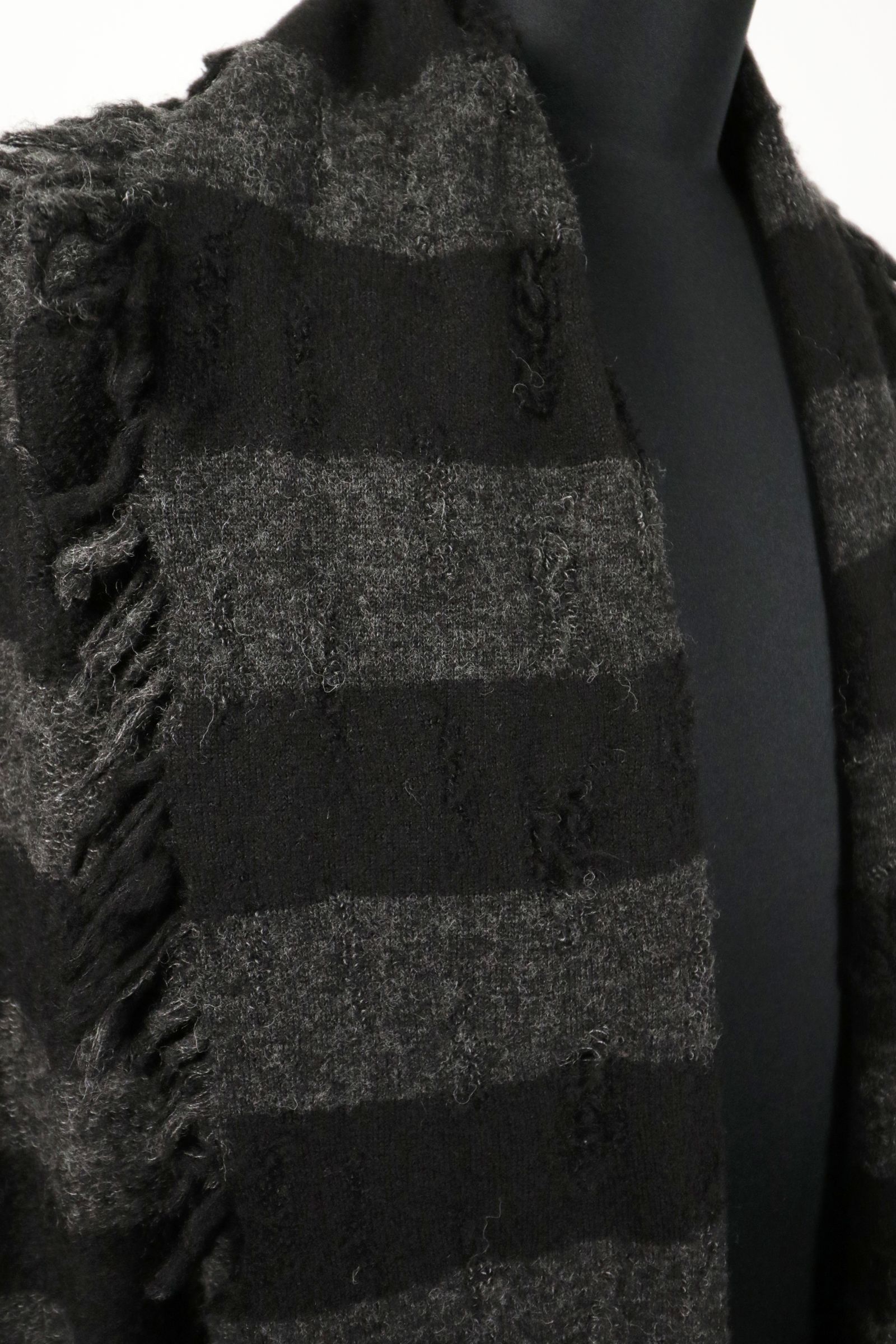 Damage Border Shawl Cardigan / ダメージボーダー ニット ショール カーディガン
