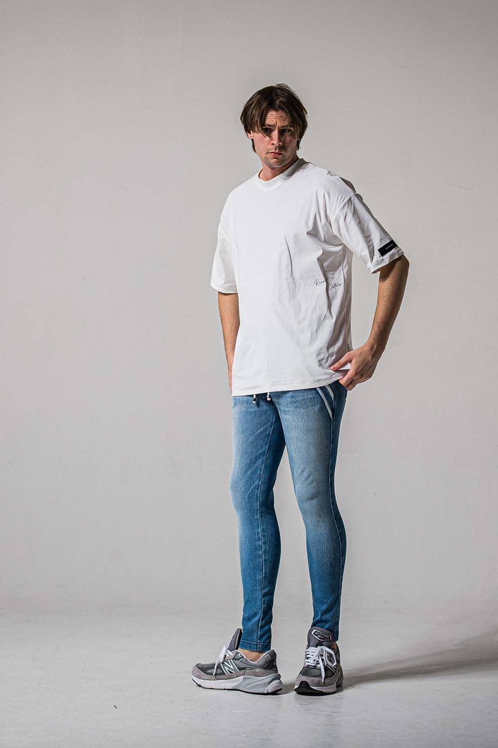 EX DENIM JERSEY EDGE PT / デニム ジャージ エッジ ラインパンツ