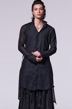 KARAMI Stand Collar Flare Shirt / カラミ スタンドカラー フレア シャツ