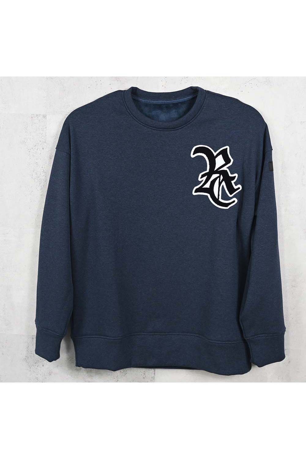 RC CHENILLE VELOURS FLEECE DROP TRINER / RC サガラ刺繍ワッペン ベロア フリース ドロップ トレーナー