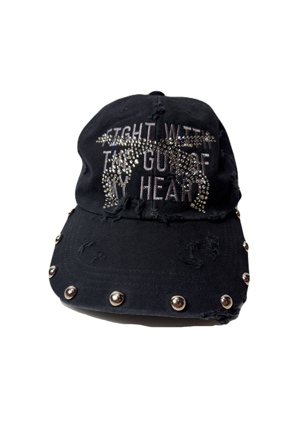 B.B CAP DA/EM/ST/CR / ベースボールキャップ ダメージ&エンブロイダリー クロスガンクリスタル