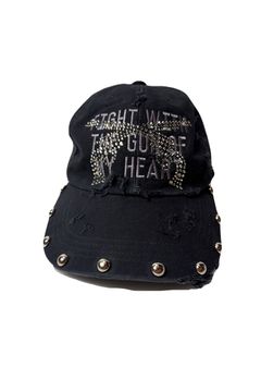 B.B CAP DA/EM/ST/CR / ベースボールキャップ ダメージ&エンブロイダリー クロスガンクリスタル