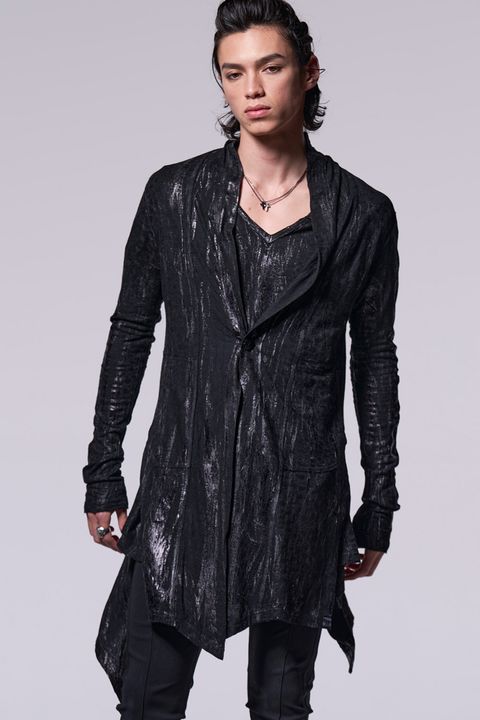 Leopard JQD Jersey HAKU Flare Shawl Cardigan / レオパード ジャガード ジャージ フレア ショール カーディガン