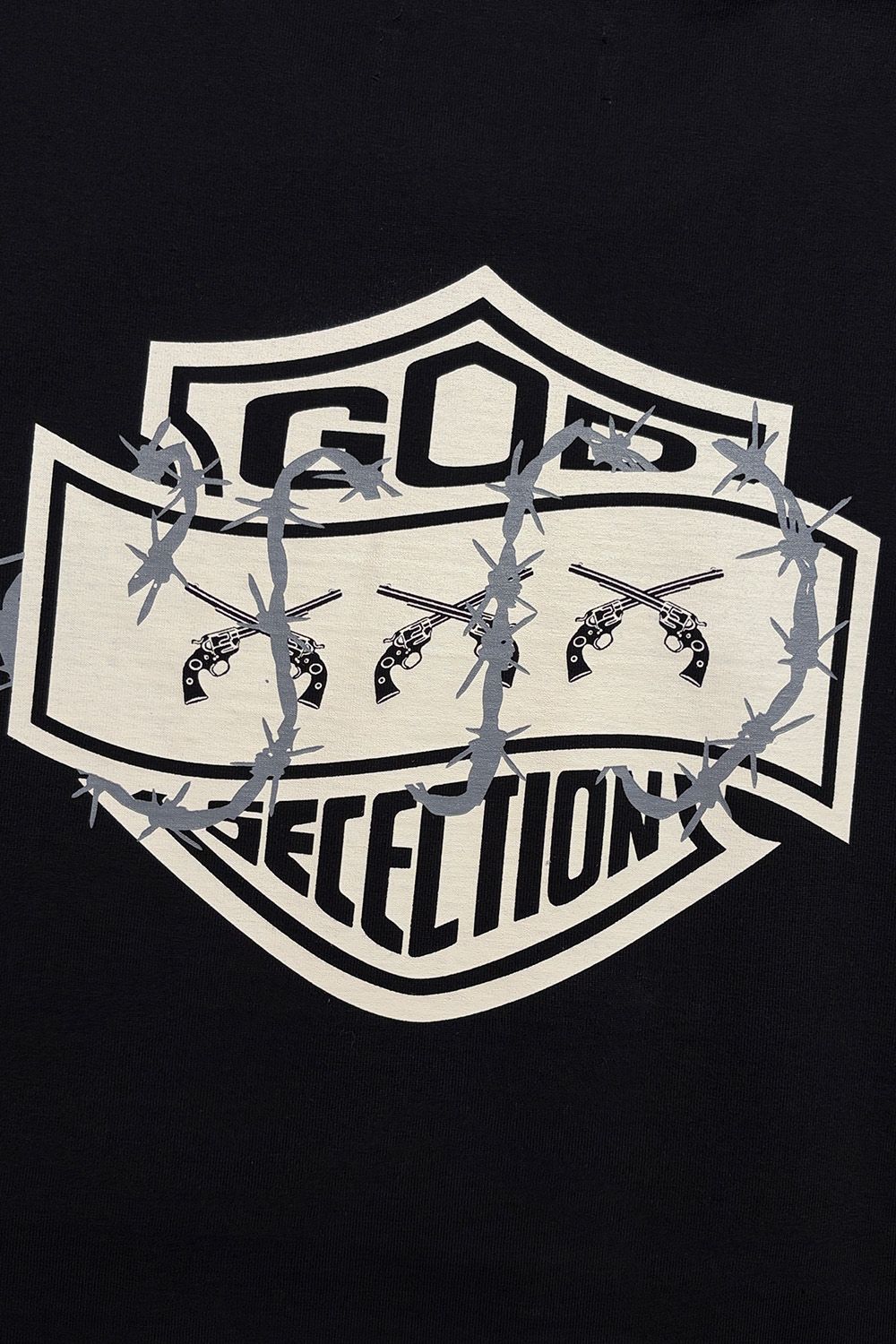 GOD SELECTION XXX × roarguns TRIPLE GUNS EMBLEM LAYERED T-SHIRT / ゴッドセレクション ロアーガンズ コラボレーション レイヤード ロングスリーブT