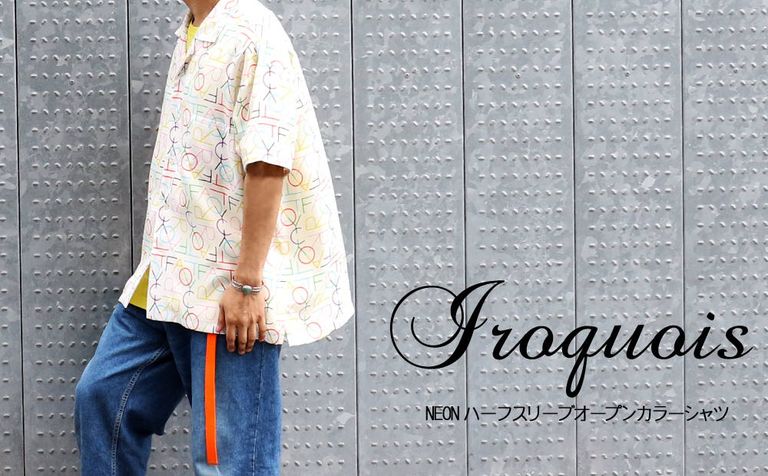 夏向きシャツ！/NEON ハーフスリーブオープンカラーシャツ（Iroquois）