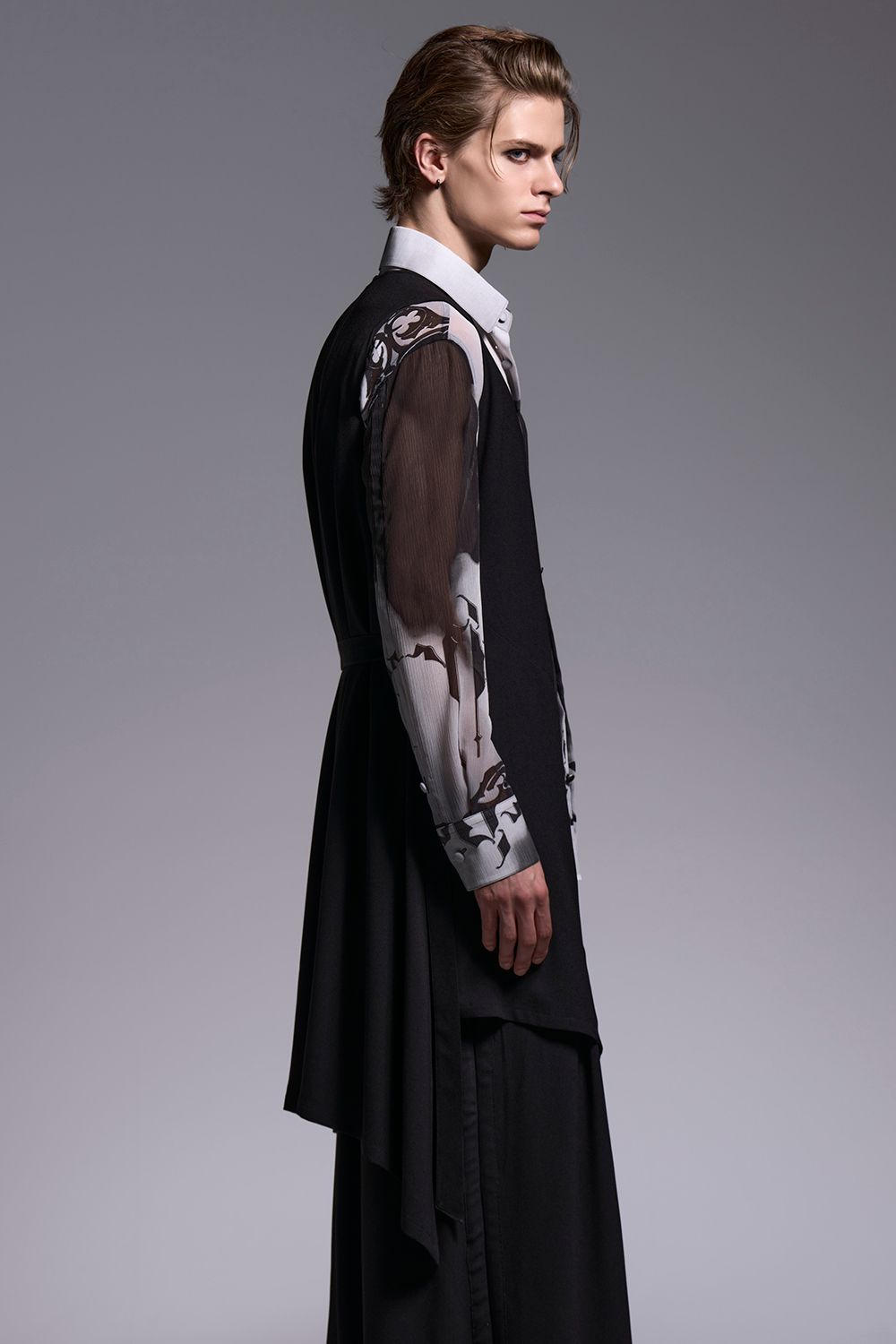 Crape Long Flare Vest / クレープ ロングフレアベスト