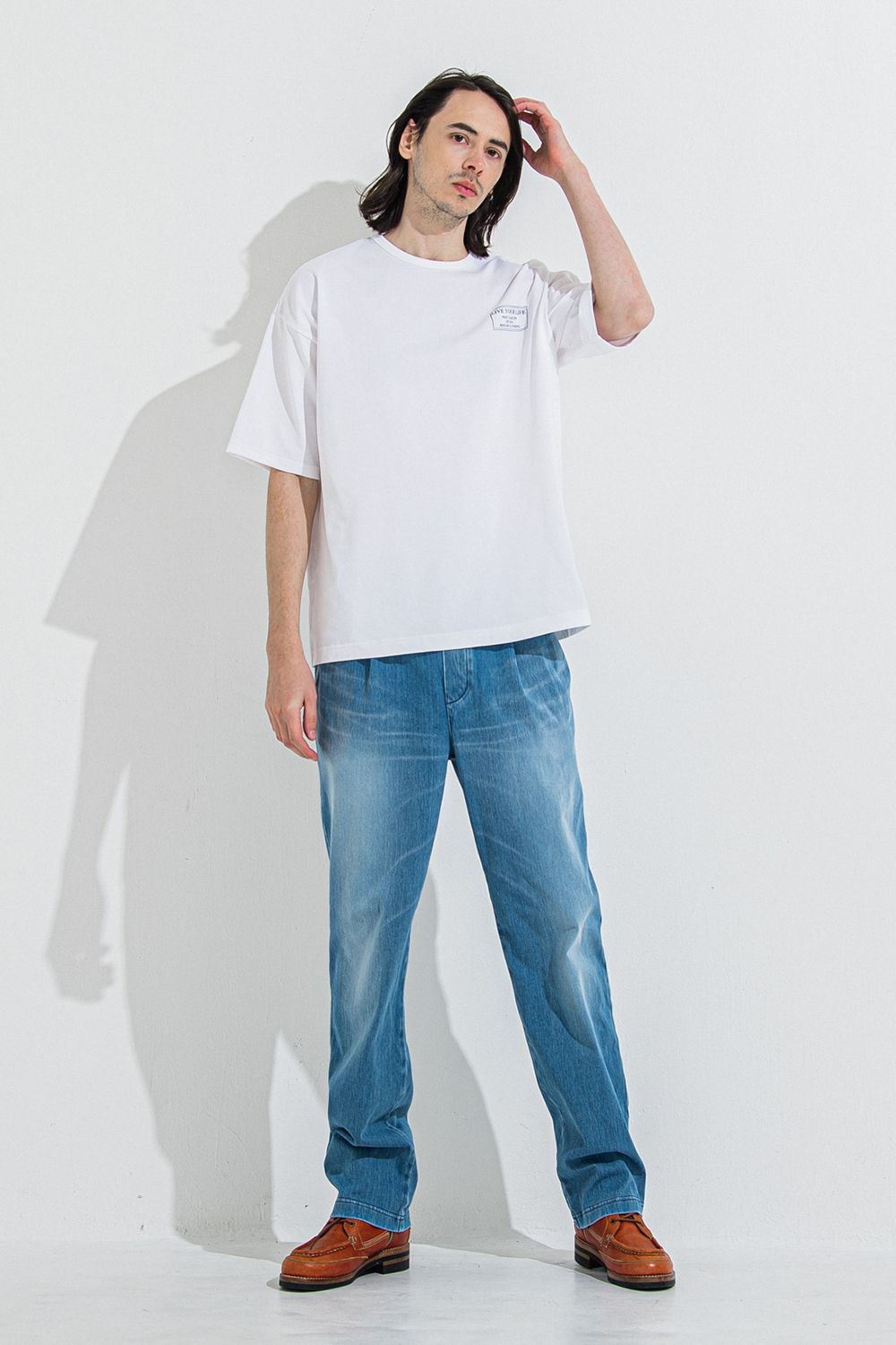 DENIM JERSEY WIDE PT / デニム ジャージ ワイド パンツ