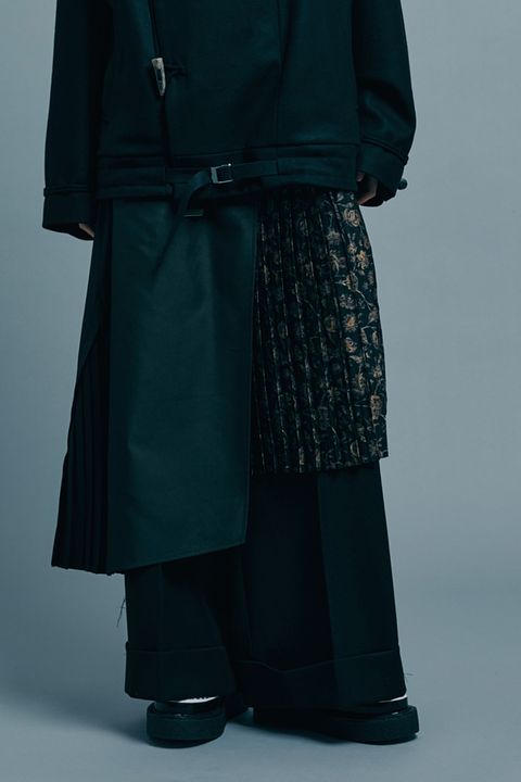 Pleats belted skirt / プリーツ ベルテッド スカート