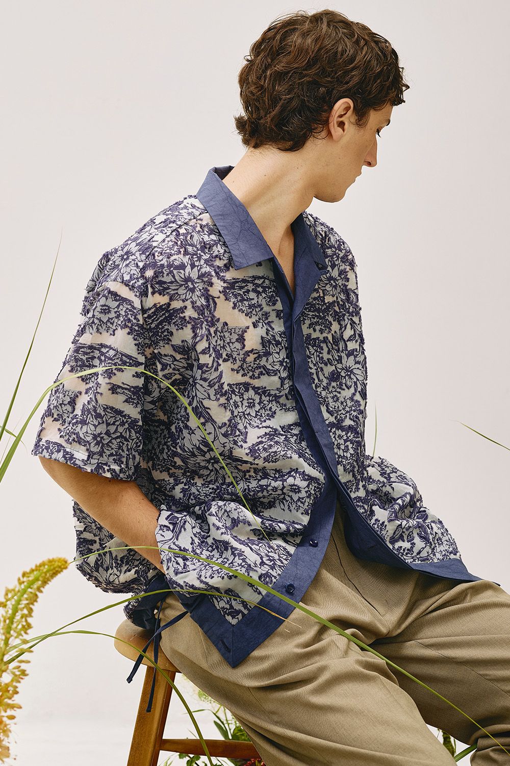 Cut jacquard sheer S/S shirt / カットジャガード シアー ショートスリーブ シャツ