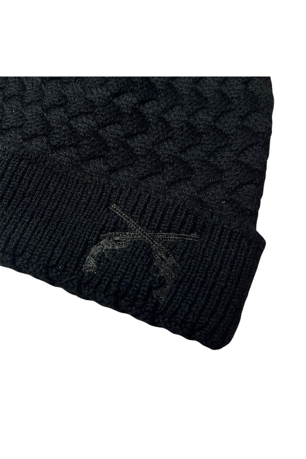 FAR BASKET KNIT CAP CROSSGUN EMBROIDERY  / ファー バスケット ニットキャップ クロスガン エンブロイダリー