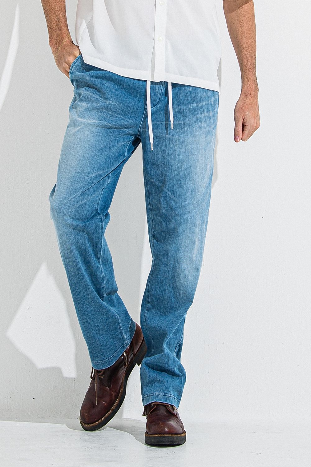 DENIM JERSEY WIDE PT / デニム ジャージ ワイド パンツ