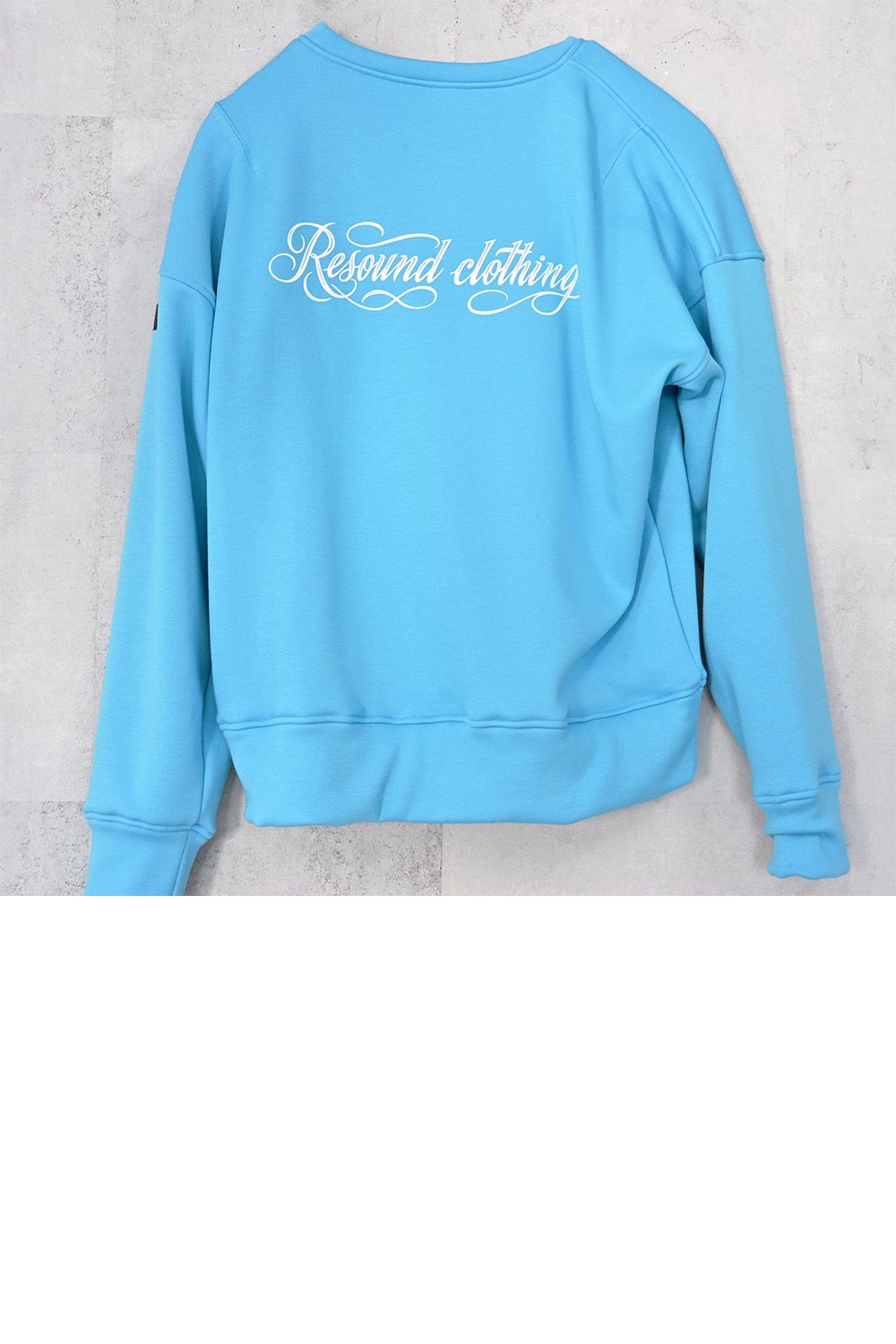 PIN ST RC velours fleece drop trainer / ピンストライプリサウンドロゴ 裏起毛 ベロア フリース ドロップショルダー ルーズトレーナー