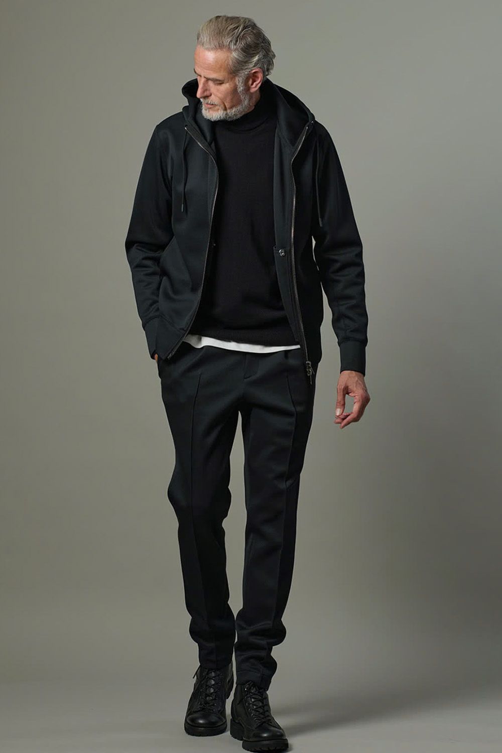 HIGH NECK ZIP HOODIE / ハイネック ジップ フーディー