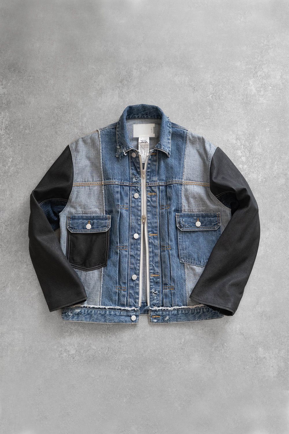CENTER SEAM JKT×LEATHER DISTRESSED / センターシーム ダメージ加工 デニムジャケット レザー