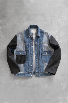 CENTER SEAM JKT×LEATHER DISTRESSED / センターシーム ダメージ加工 デニムジャケット レザー