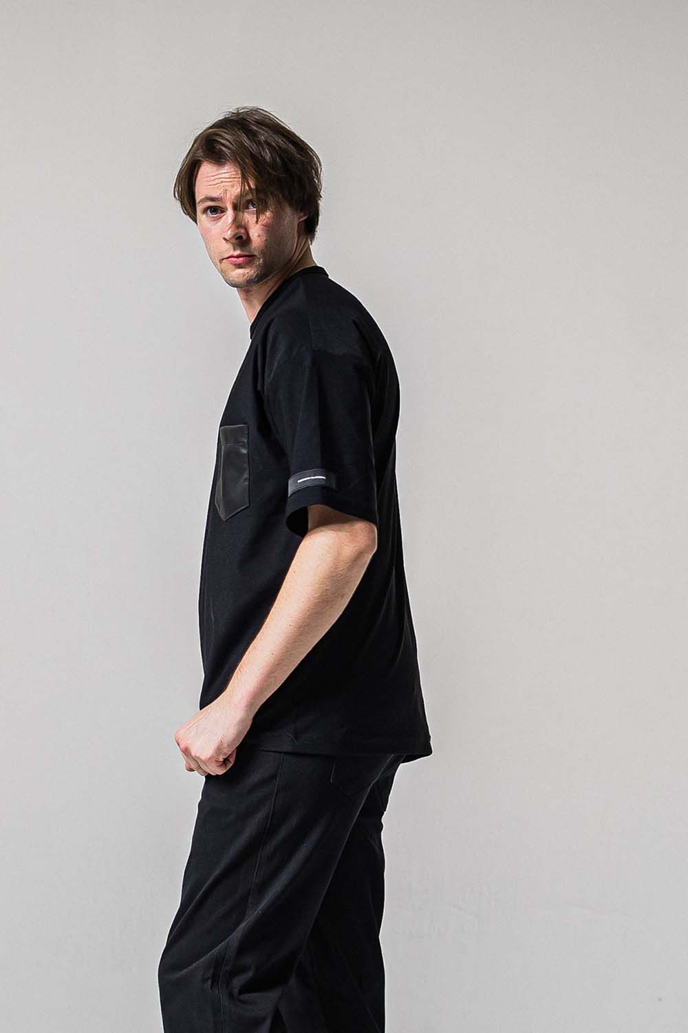 LEATHER POCKET OVER NYLON T / レザーポケット オーバー ナイロン Tシャツ