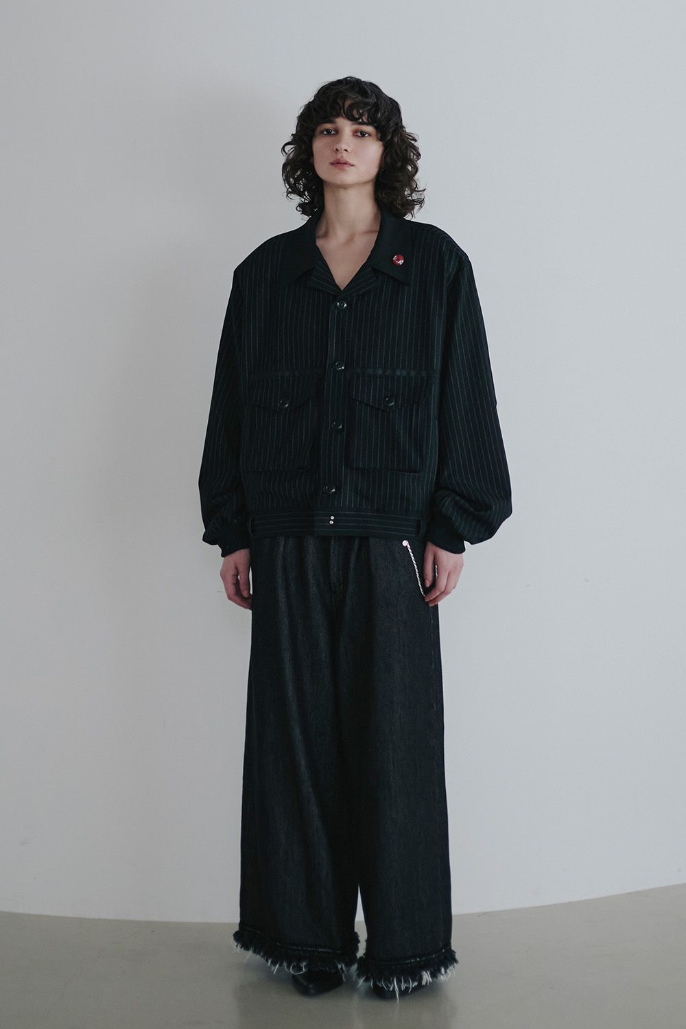 Lace tape denim wide slacks / レーステープ デニム ワイドスラックス