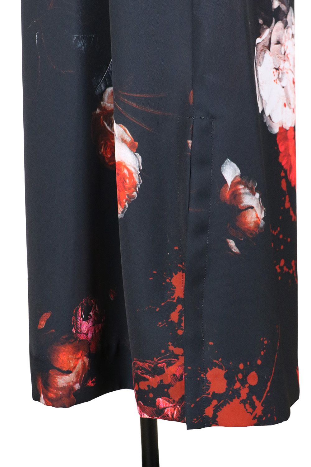 Black Flora Gabardine Wide Tuck Slacks / ブラックフローラギャバジン ワイドタックスラックス
