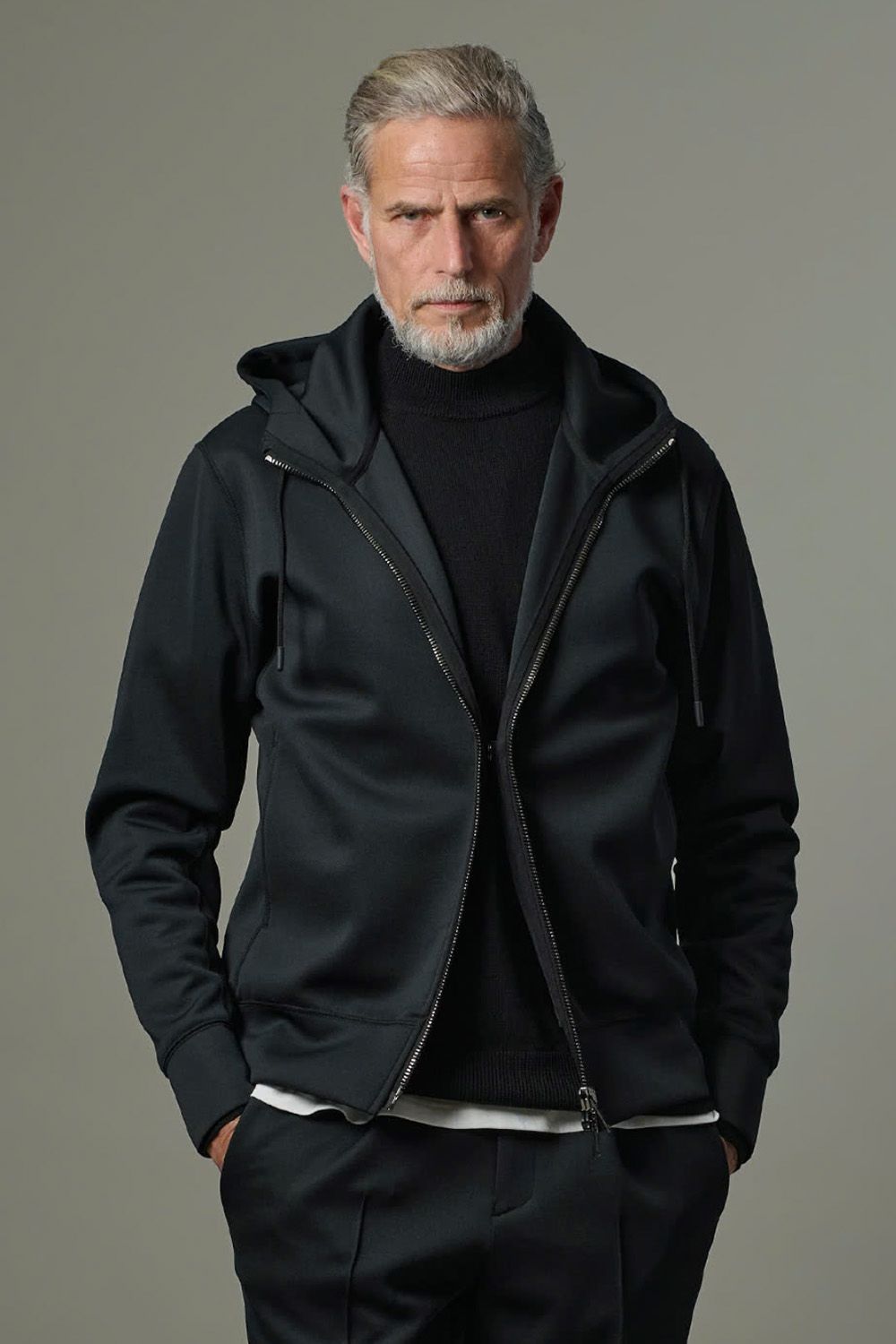 HIGH NECK ZIP HOODIE / ハイネック ジップ フーディー