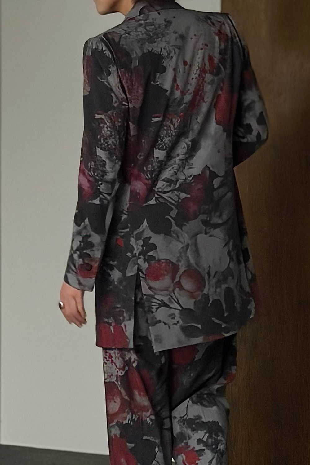 Gray Flora Gabardine Long Jacket / グレー フローラ ギャバジン ロングジャケット